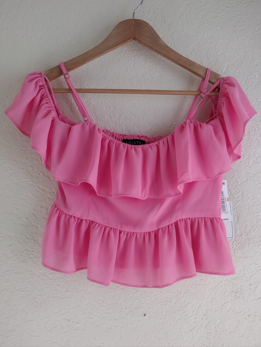 1st. State Women's Pink Ruffle Top - Picture 4 of 8